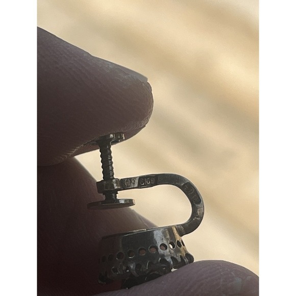 MODEL 1960s antique Ukraine Clip on earrings Stelling SILVER 875 vtg art - Picture 6 of 15